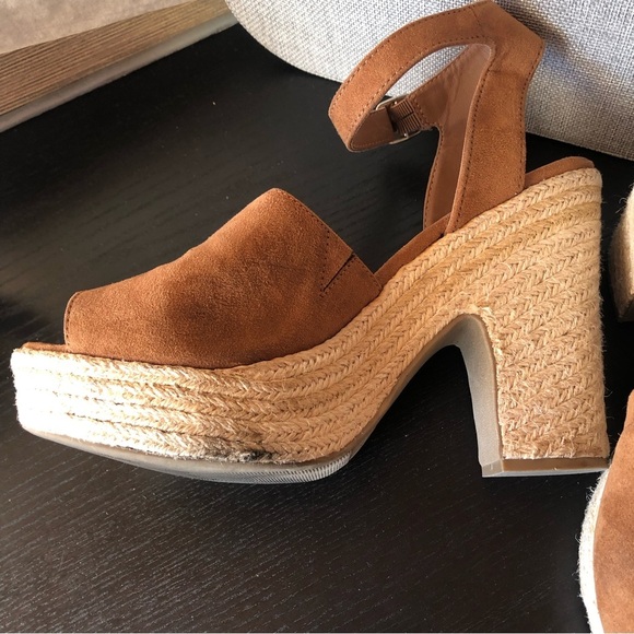 Sun & Stone platform espadrille Fey sandals block heel 4.25 cognac color 9 - Picture 6 of 7